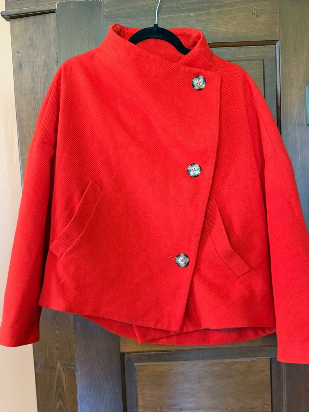 Anthropologie Sascha Asymmetrical Jacket Red size small